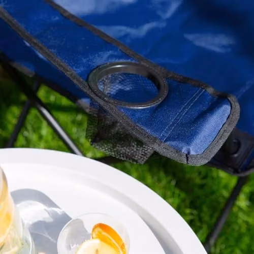Harbour Housewares Folding Canvas Camping Chairs with Armrests, Pack of 4, Blue or Black – 3
