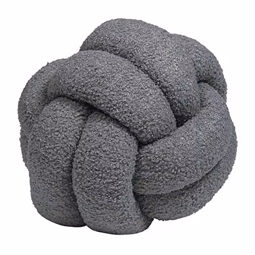 Furn Grey Fleece Boucle Knot Cushion, W/D/H: 30 x 30 x 30 cm – 1