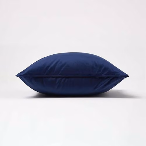 Homescapes Navy Blue Velvet Square Scatter Cushion with Microfibre Insert, 46 x 46 cm – 3