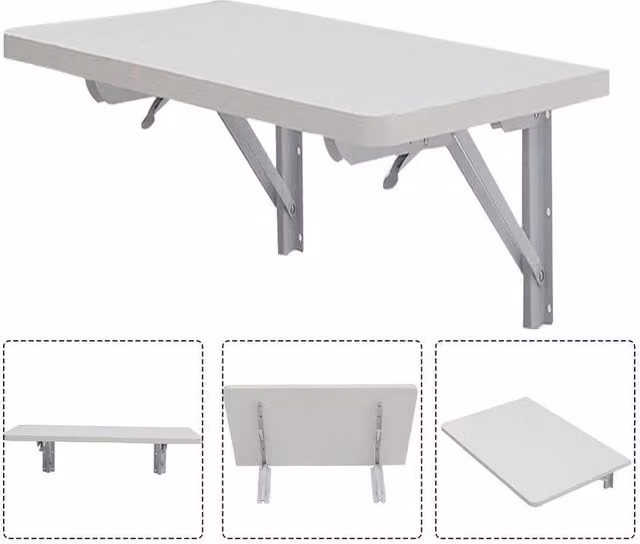PAWNORA Drop-leaf Dining Table and Writing Desk in White, W/D/H: 80 x 60 x 60 cm – 1