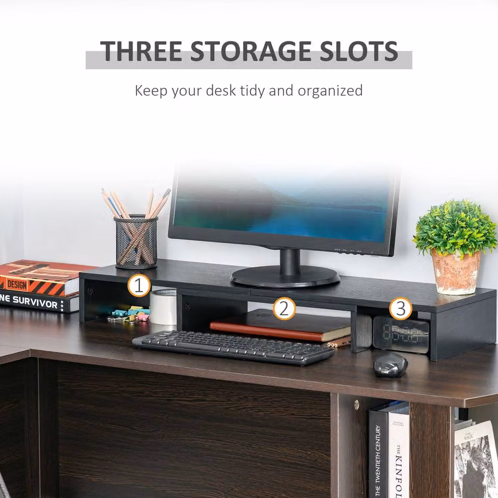 STILVORA Monitor Stand with Adjustable Length and Storage in Black – 8