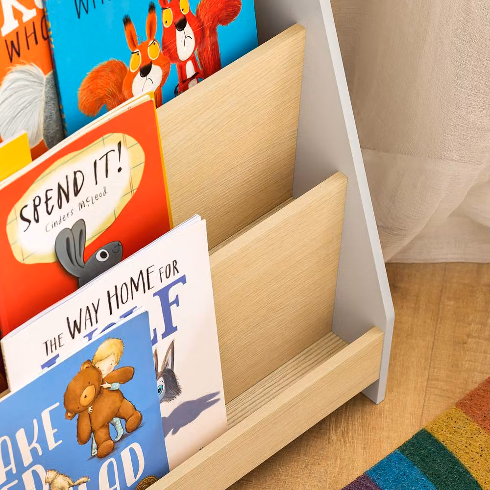 SoBuy Kids Ladder Bookcase in White and Light Oak – 3