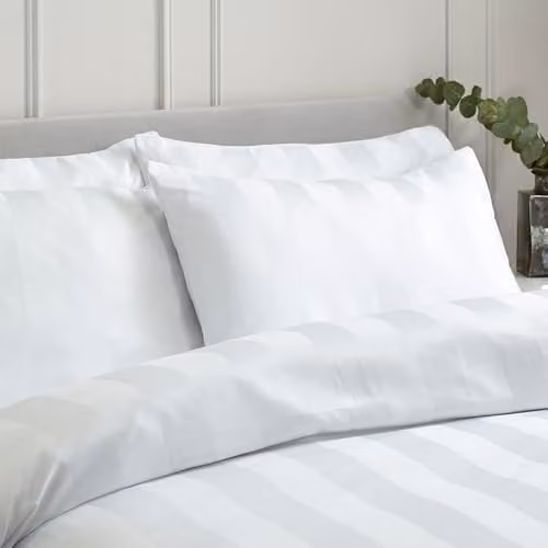 Catherine Lansfield So Soft Satin Stripe Standard Pillowcase Pack of 4, White, W: 50 cm x H: 75 cm