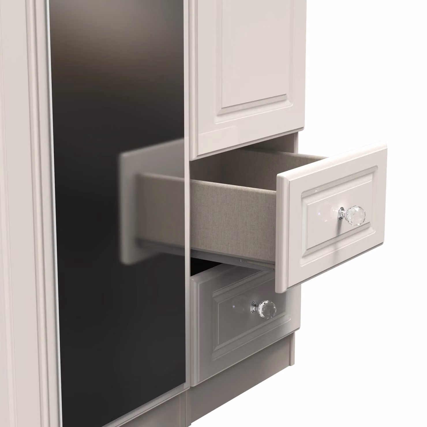 Ready Assembled 2 U Stratford Tall Triple Mirror and Drawer Wardrobe in Taupe – 3