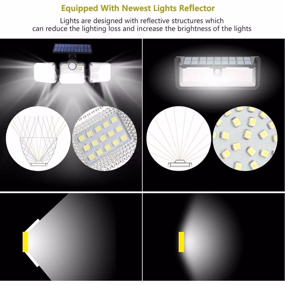 FLAVORA Black Waterproof Outdoor Solar LED Motion Sensor Wall Lights – 3
