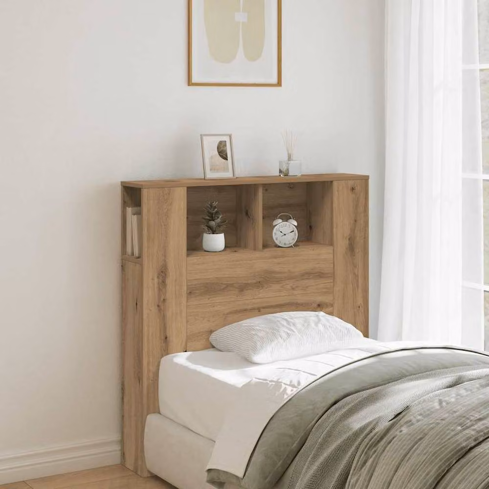 Berkfield Home Artisan Oak Headboard Cabinet in Brown, W/D/H: 100 x 19 x 104.5 cm – 2