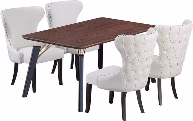 Mayfair Cosmo LUX Modern Rectangular Wooden Dining Set with 4 Chairs in Cream