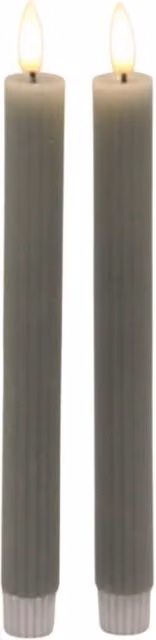 Hill Interiors Luxe Collection Ribbed Taper Candle in Grey