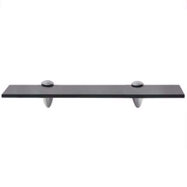 Berkfield Home Black Glass Floating Wall Mounted Shelf W: 40 cm, D: 20 cm