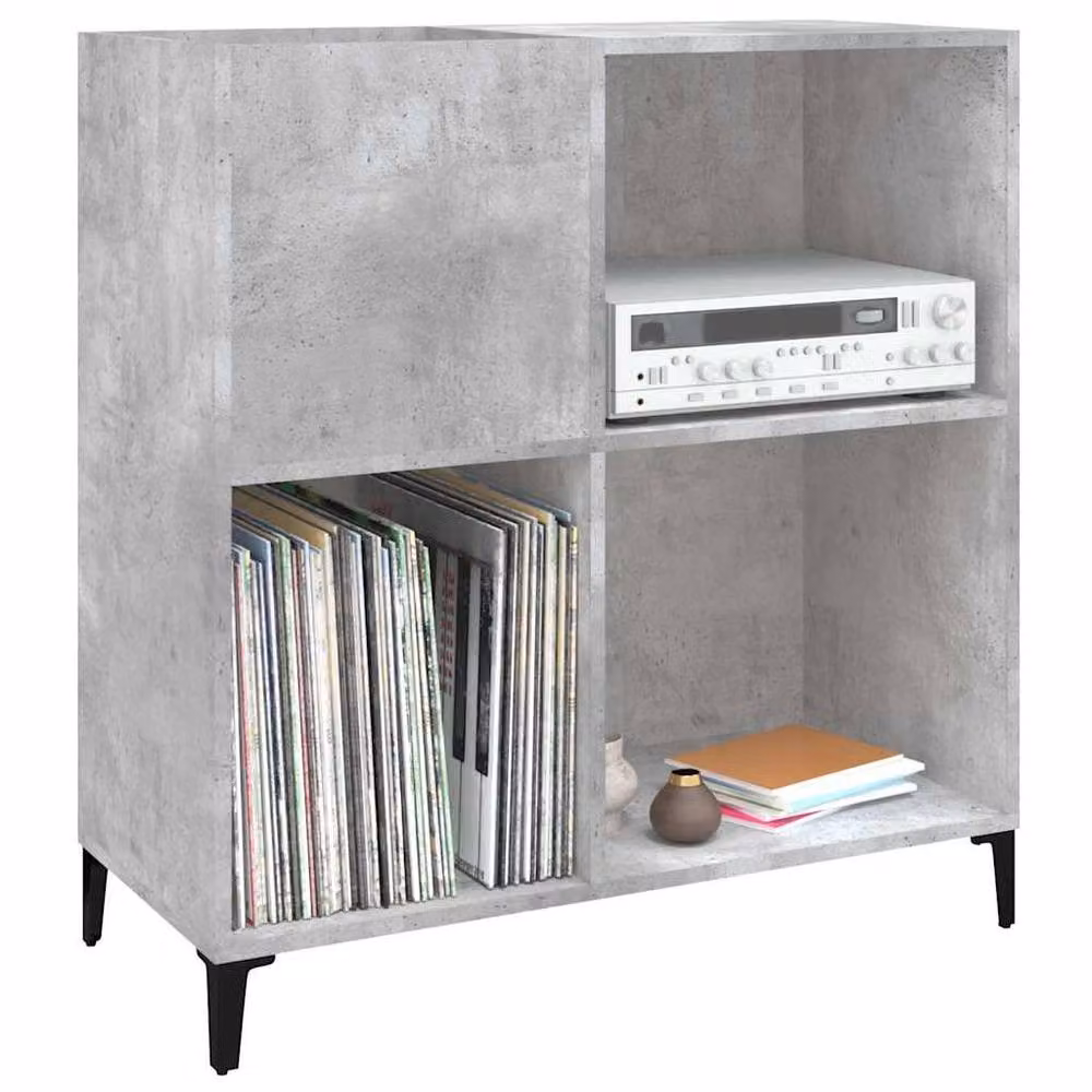 Berkfield Home Record Cabinet in Concrete Grey, W/D/H: 84.5 x 38 x 89 cm – 2