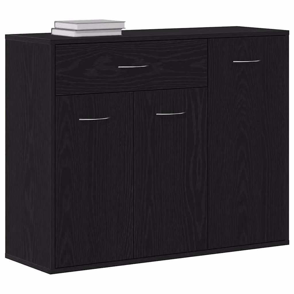 Berkfield Home Black Oak Sideboard in Matt MDF, W/D/H: 88 x 30 x 70 cm – 2