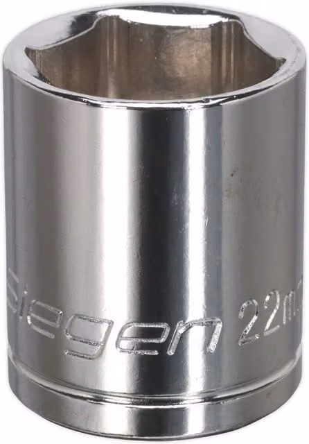 Loops 22mm Chrome Plated Drive Socket, 1/2 inch Square Drive, Silver Carbon Steel