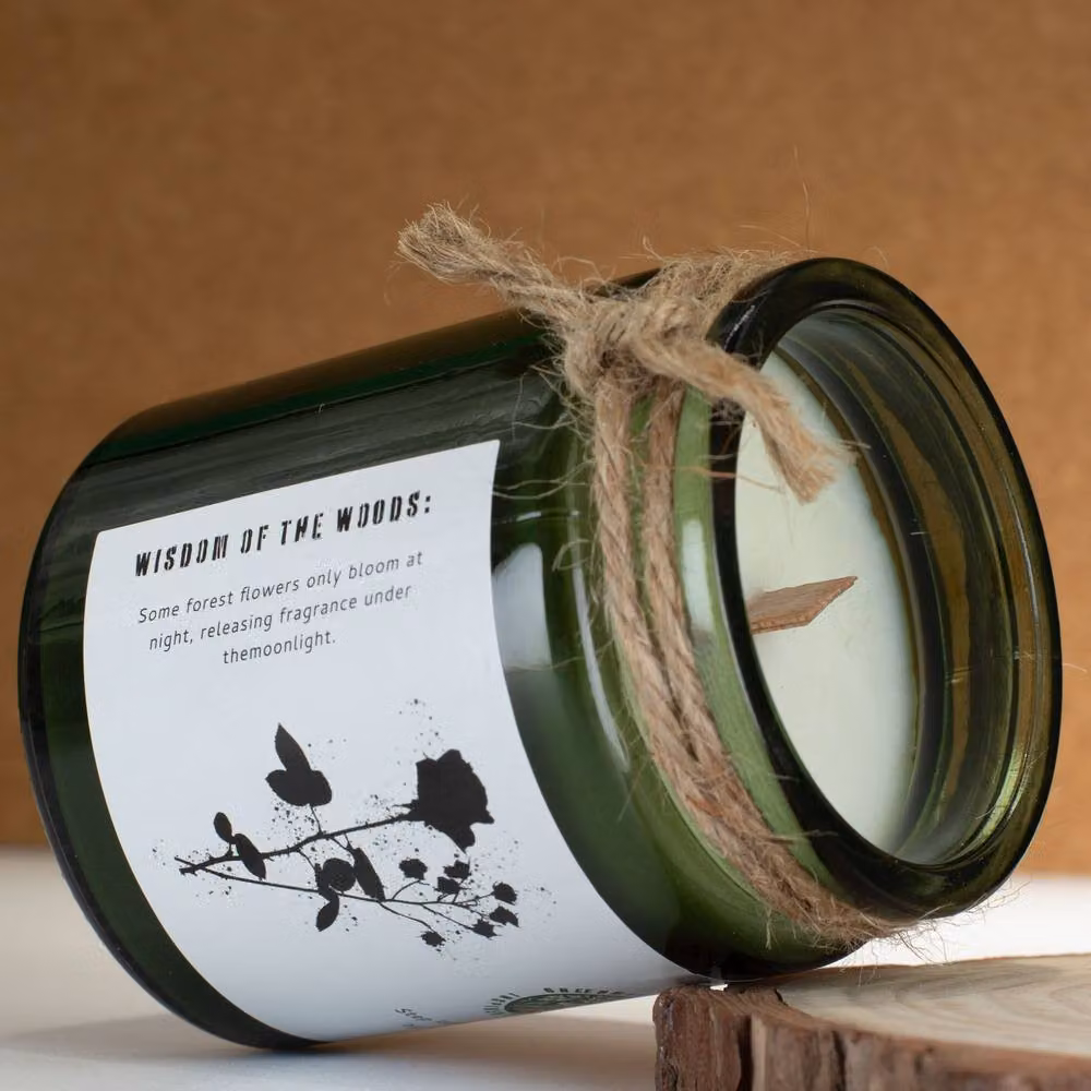 Serenityy Midnight Rose Soy Candle in Green with Natural Woodwick – 3