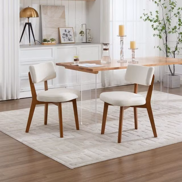 Aosom UK Mid-Century Upholstered Dining Chairs in Beige, H 77 x W 54.5 x D 47 cm
