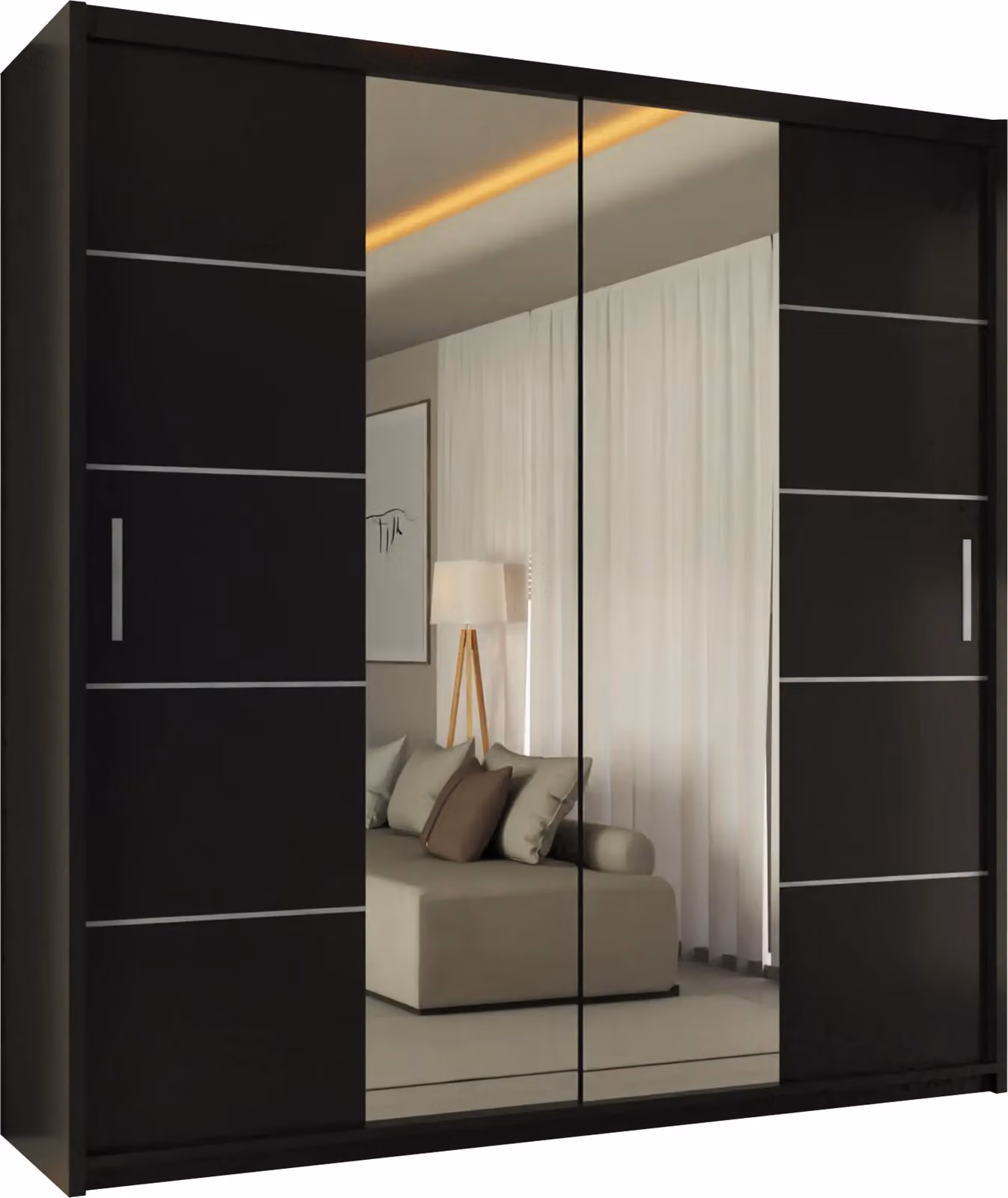 Sliding Wardrobes 4U Ribon Black Mirror Sliding Door Wardrobe W/H: 150 x 217 cm – 2