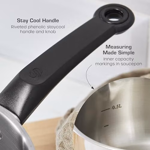 Swan Townhouse 20cm Stainless Steel Saucepan with Glass Lid in Silver – 2