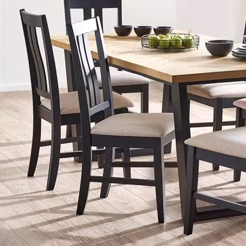 Julian Bowen Hilton Set of 2 Upholstered Dining Chairs in Black Fabric