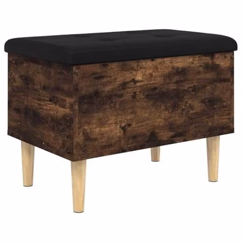 vidaXL Storage Bench in Smoked Oak, W/D/H: 62 x 42 x 46 cm