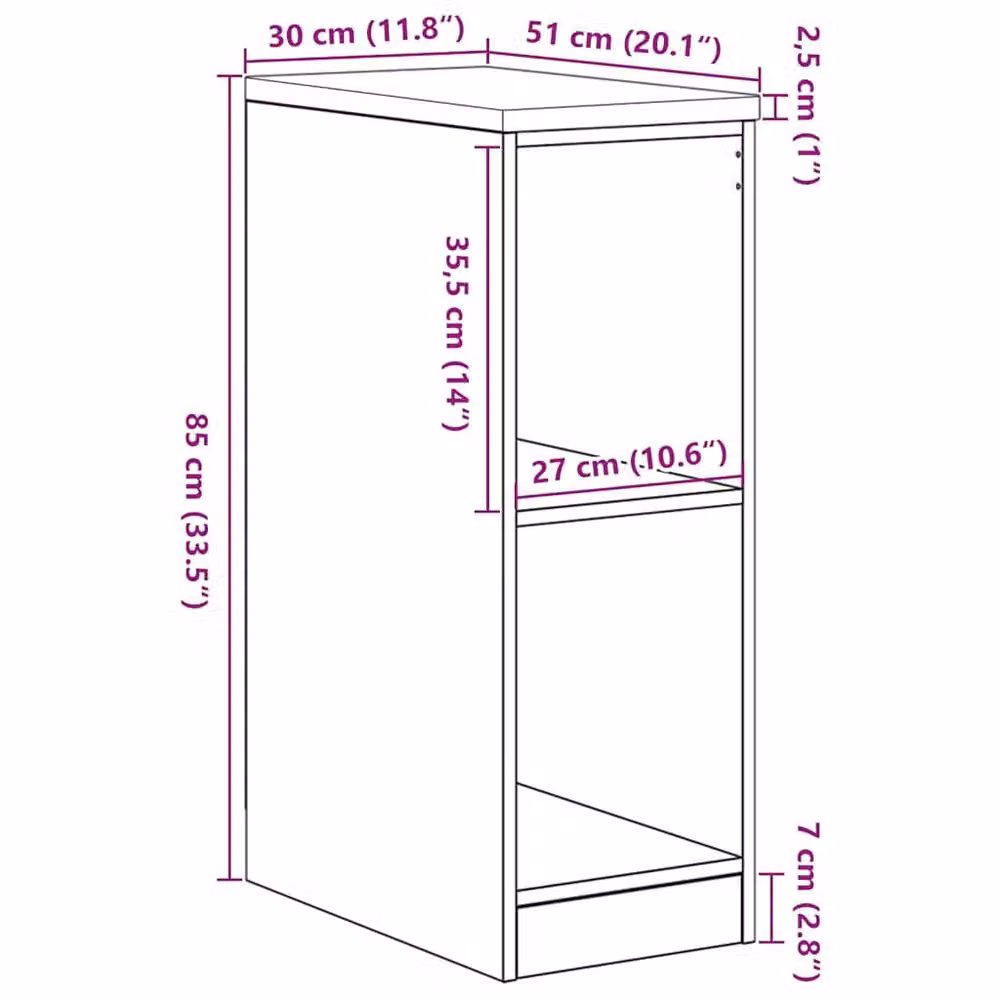Berkfield Home Garage Storage Cabinet in Brown Oak, Solid Wood Pine, W: 30 cm, D: 51 cm, H: 85 cm – 4