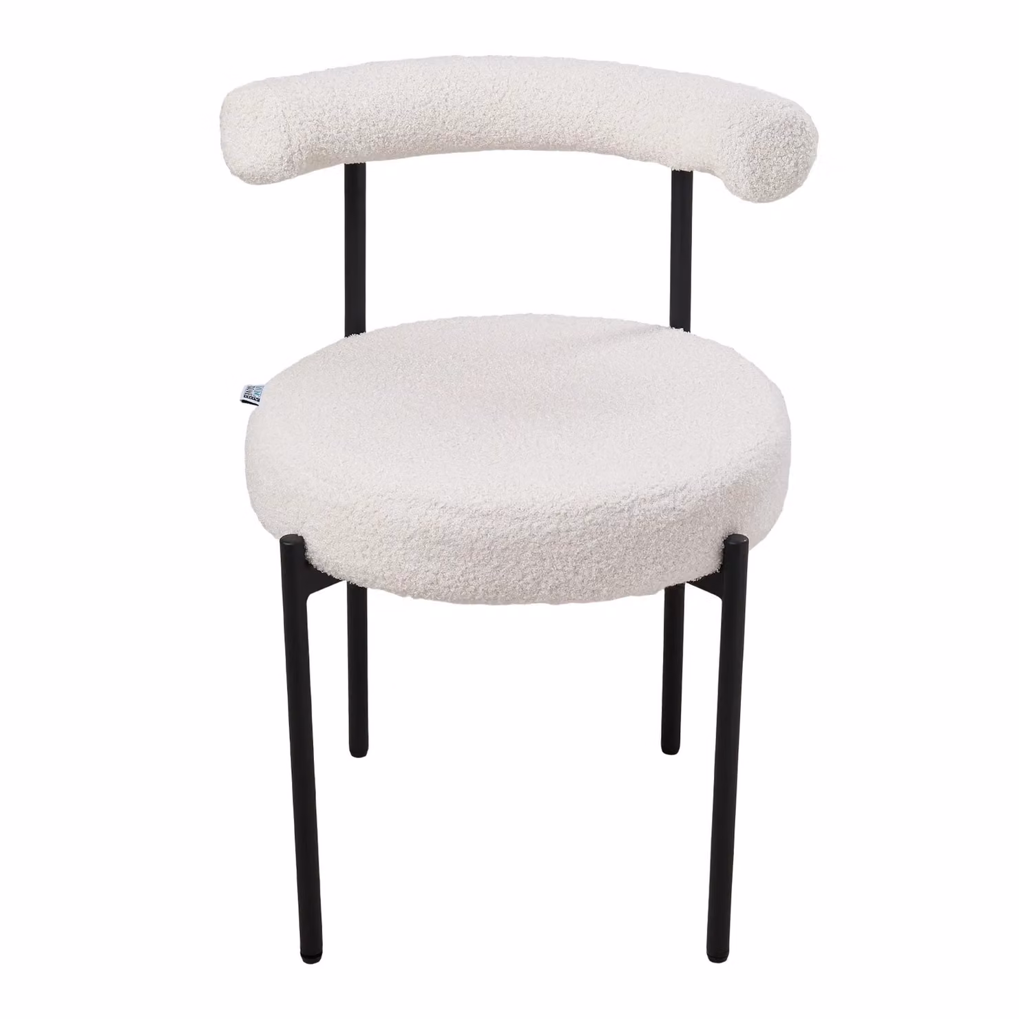 Living and Home Set of 2 White Boucle and Fabric Upholstered Dining Chairs with Metal Legs – 2