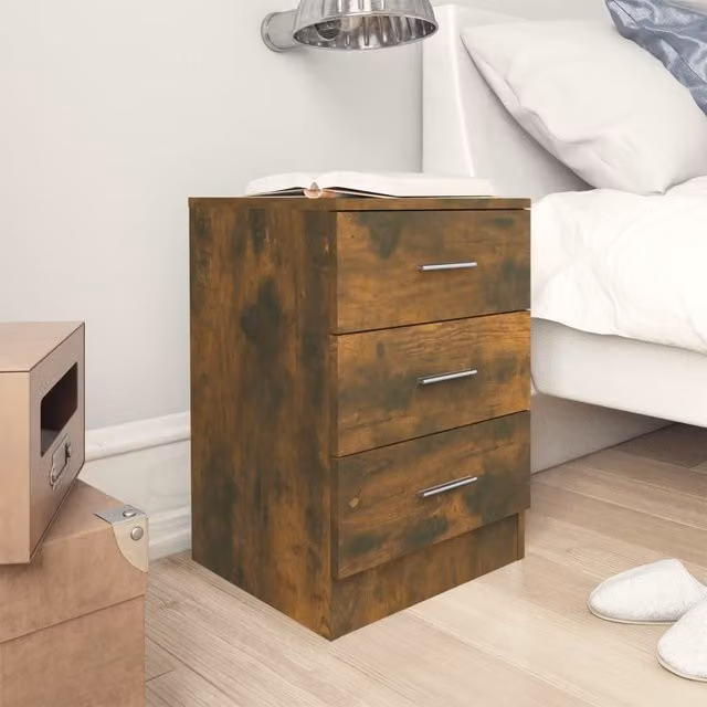 Berkfield Home Bedside Cabinet in Smoked Oak Brown, W/D/H: 38 x 35 x 56 cm – 1