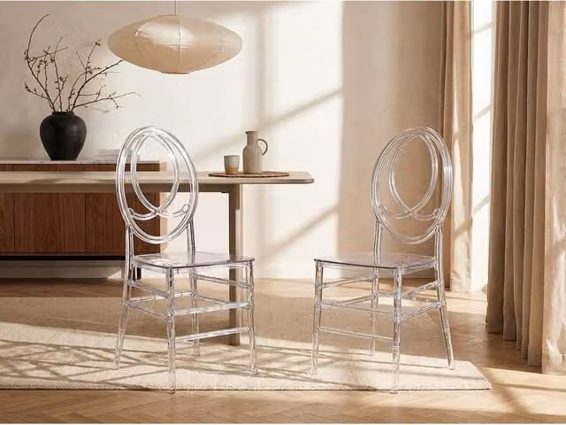 Vente-unique Amaline Set of 2 Solid Polycarbonate Chairs in Clear Transparent
