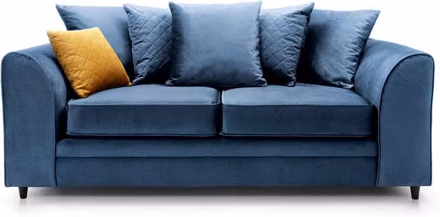 Abakus Direct Chicago 3 Seater Velvet Sofa in Dark Blue