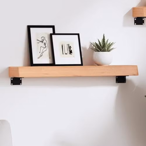 vidaXL Rustic Oak Wall Shelf, Brown, W/D/H: 60 x 10 x 6 cm