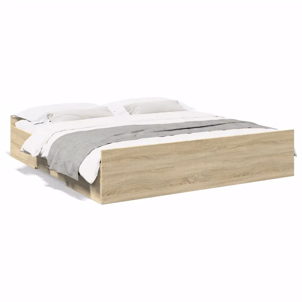Berkfield Home Super King Bed Frame with Drawers in Sonoma Oak Brown, W/D/H: 180 x 200 cm – 2