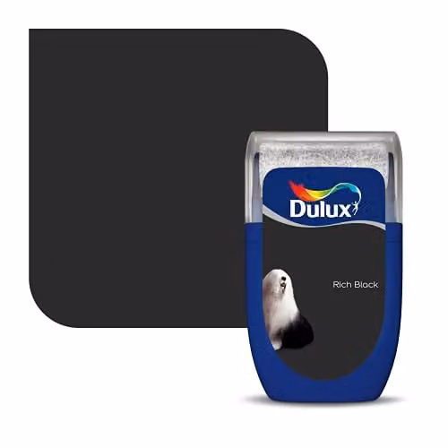Dulux Walls & Ceilings Tester Paint, Matt, Black, 30 ml