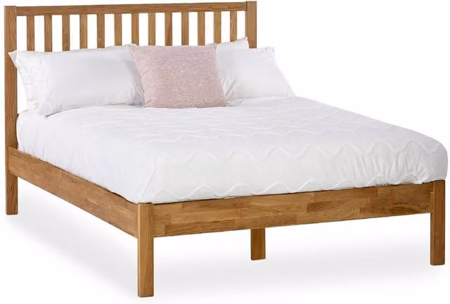 Cheshire Premium Yew Double Bed in Brown Oak Wood (Width: 135 cm)
