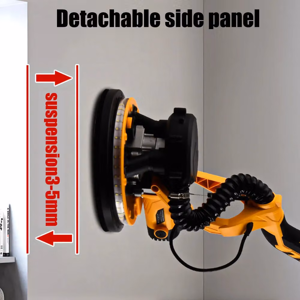 VOGREX 850W Electric Drywall Sander with 7 Speeds, LED Light and Vacuum Attachment, Yellow – 8
