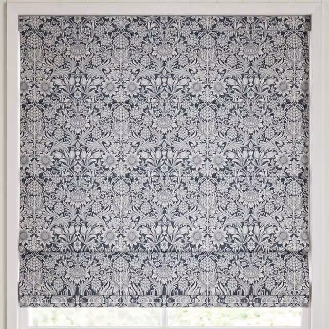 William Morris At Home Sunflower Floral Blackout Roman Blind in Blue