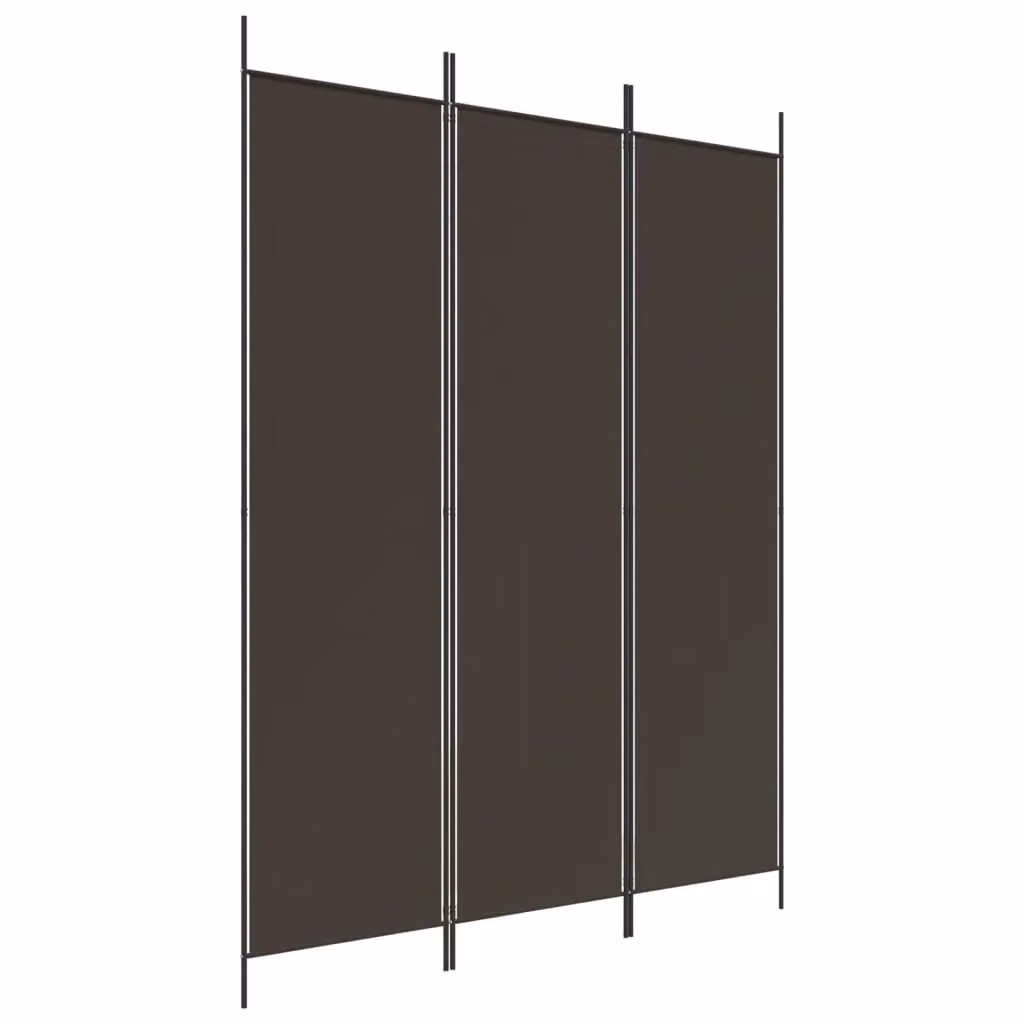 Berkfield Home 3-Panel Brown Fabric Room Divider W: 150 cm, H: 200 cm – 2