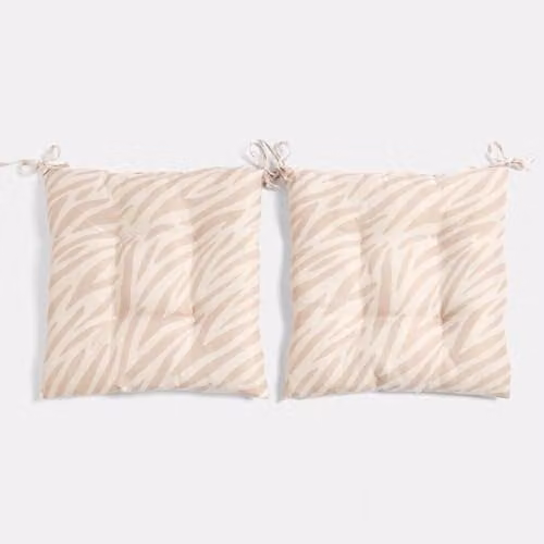 OHS 2 Pack Zebra Print Outdoor Garden Chair Cushions in Multicolour, W/D/H: 40 x 40 x 40 cm