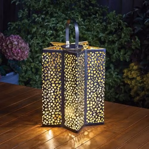 mysmartbuy XL Celeste Star Shaped Solar Powered Garden Lantern in Black and Gold, H30 x W24 cm Diameter – 1