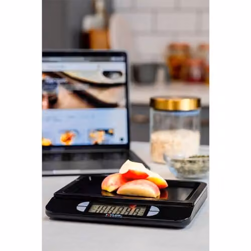 Taylor Pro Accurate USB Rechargeable Stainless Steel Kitchen Scales with Tare Function in Black and Silver – 10