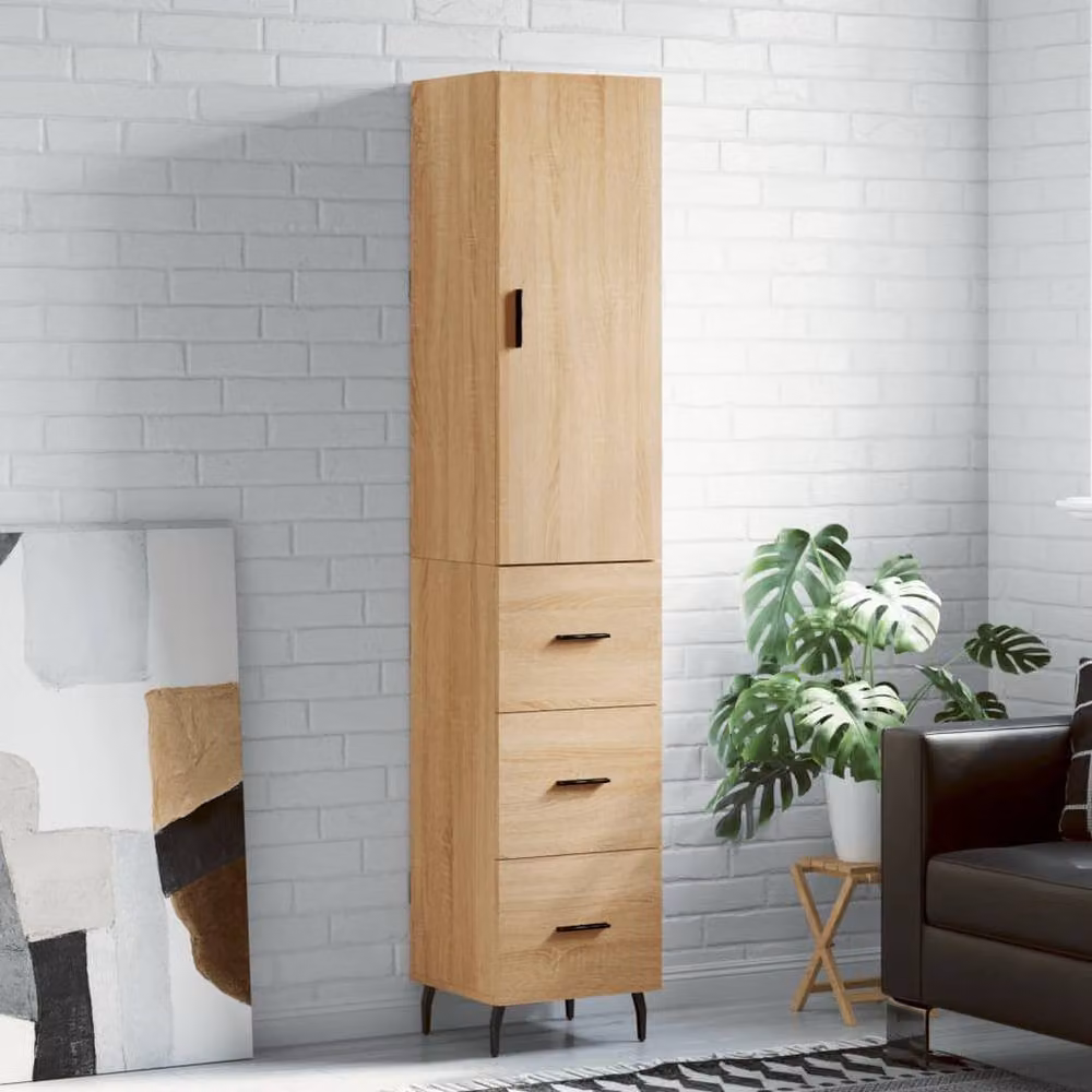 Berkfield Home Sonoma Oak Highboard in Light Oak, W/D/H: 34.5 x 34 x 180 cm – 2