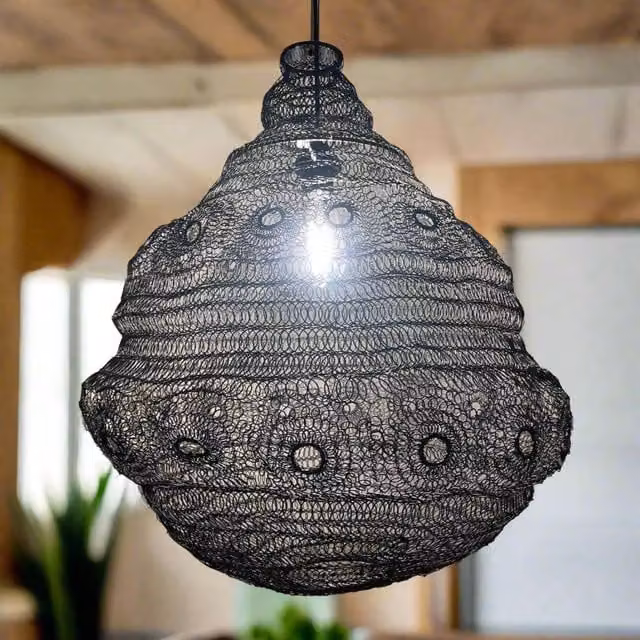 CGC Lighting Casablanca Moroccan Black Metal Mesh Ceiling Pendant Light