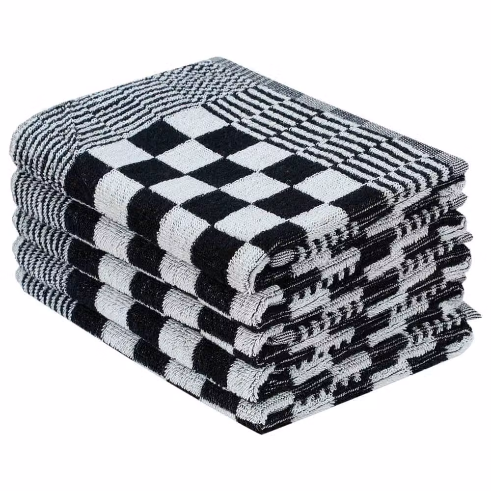 Berkfield Home 10 Piece Soft Cotton Towel Set in Black and White – 3