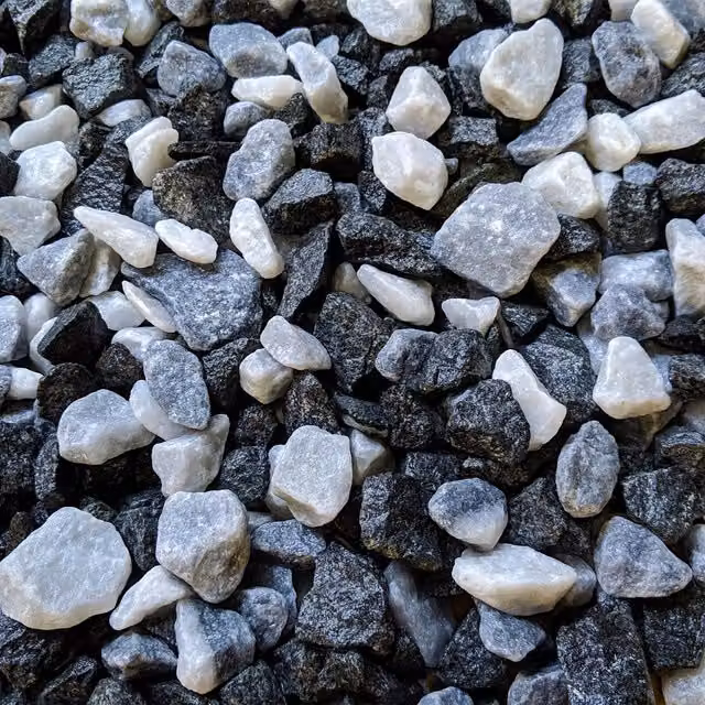 Warma Black Ice Decorative Stone Gravel in Black, Grey and Multicolour