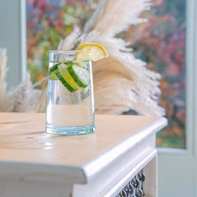 Nicola Spring Transparent Glass Tumbler, White, 320 ml