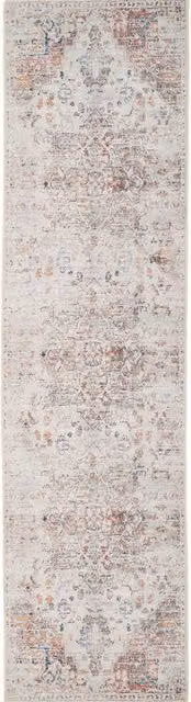Kukoon Beige and Ivory Distressed Abstract Hallway Runner Rug, Non-Slip and Washable, W: 60 cm, L: 240 cm – 1