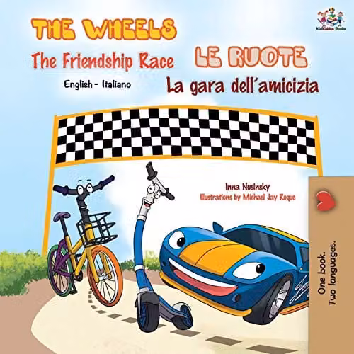 Kidkiddos Books The Wheels The Friendship Race English Italian Bilingual Book, Multicolour