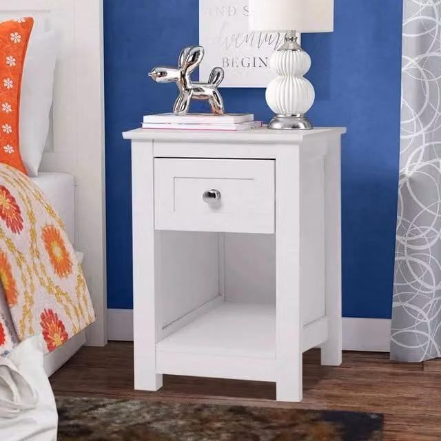 FORGEVIO White Small Narrow Square Side Table – 1