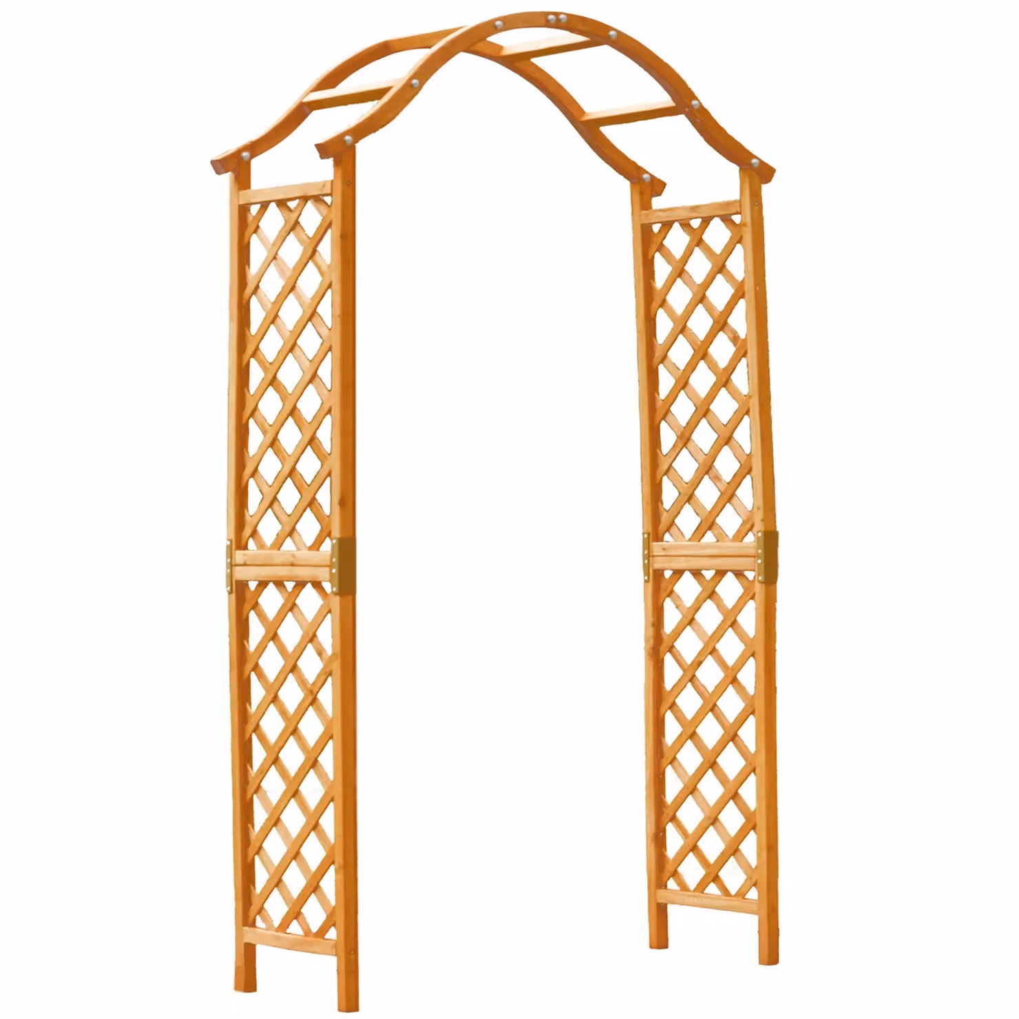 Gr8 Garden Wooden Garden Arch Pergola Trellis with Curved Support for Climbing Plants, Brown, H 221.0 cm x W 113.0 cm x D 40.0 cm – 2