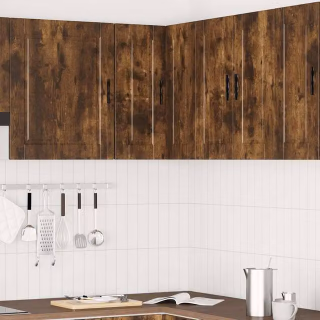 Berkfield Home Porto Wall Corner Kitchen Cabinet in Smoked Oak Brown, W/D/H: 57.0 x 60.0 x 57.0 cm – 1