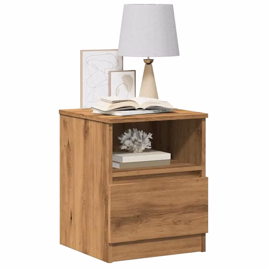 Berkfield Home Artisan Oak Bedside Cabinet in Brown, W/D/H: 40 x 40 x 50 cm – 3