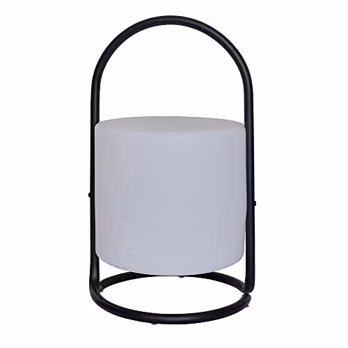 MiniSun Contemporary Black Metal Wire Lantern Table Lamp with Rechargeable RGB LED Cylinder Shade – 1