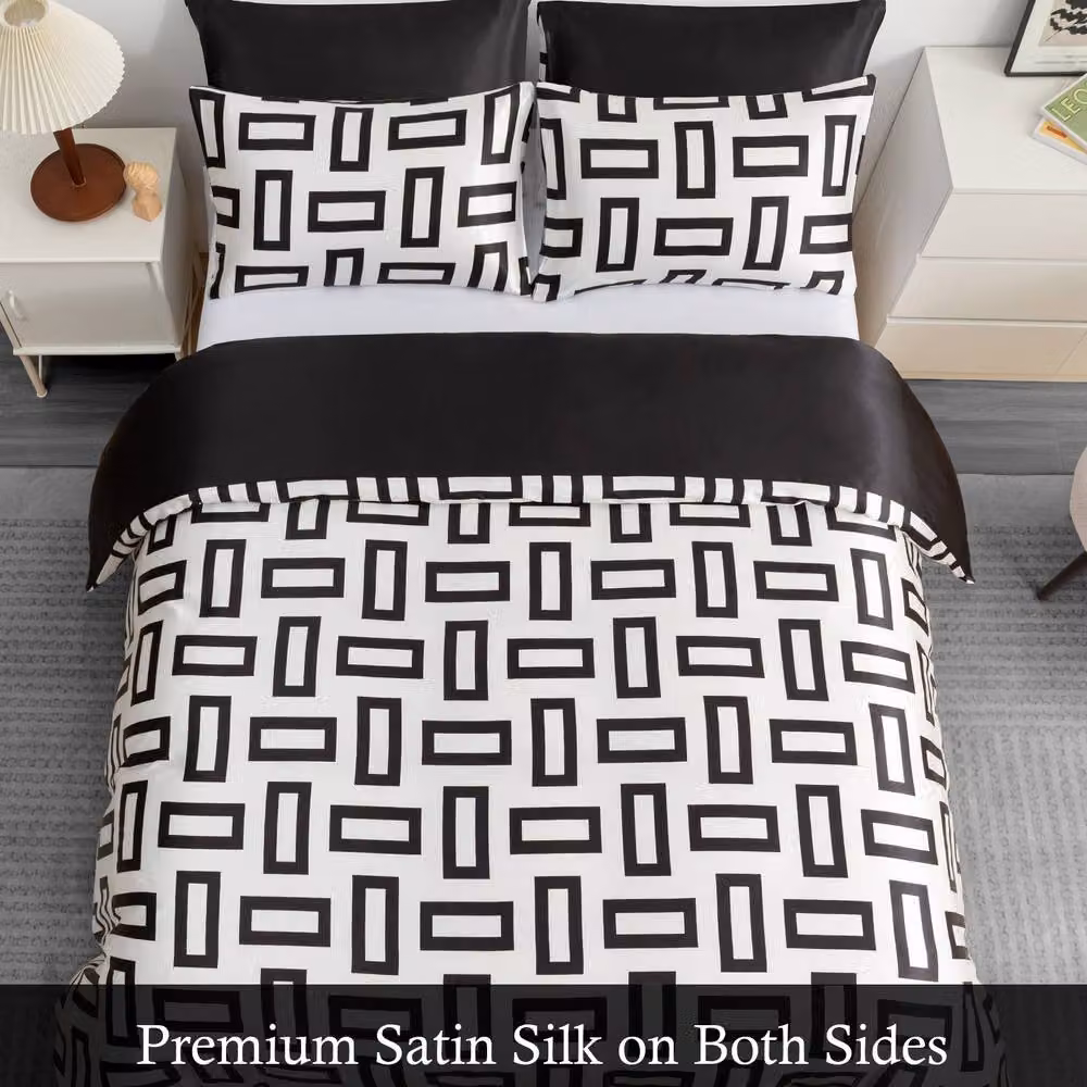 Grace Premium Mako Satin Silk Duvet Cover and Pillowcase Set in White, Double (W: 140 cm, L: 200 cm) – 3